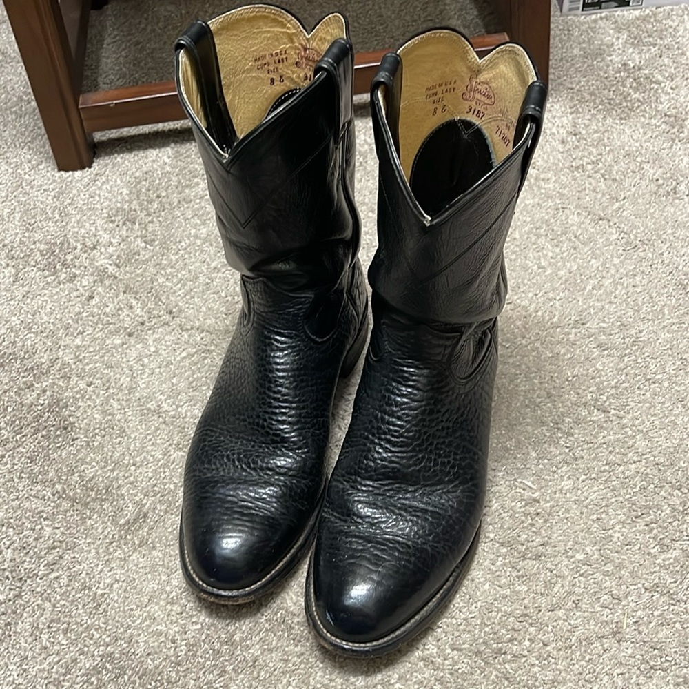 Justin Men's Black Roper Western Boots Size 8 E